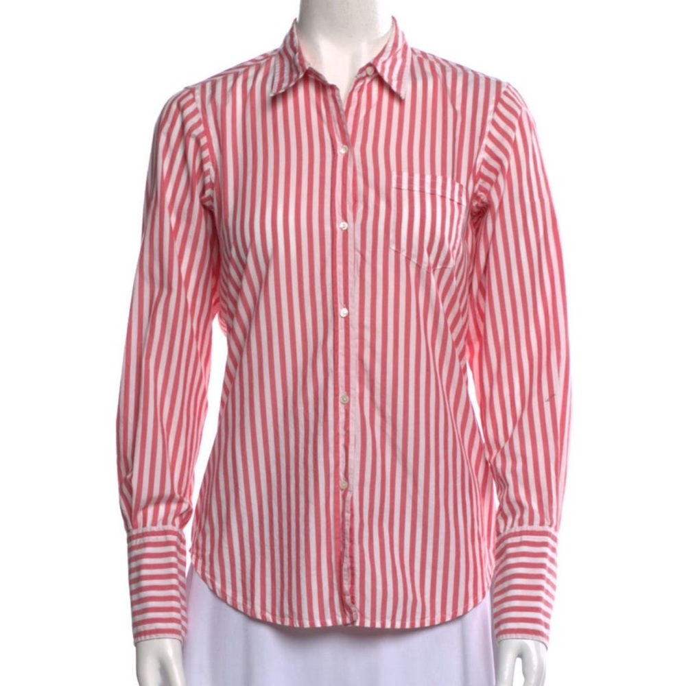 Nili Lotan Red and White Striped Button Down Shirt